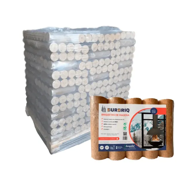 Briquetas de madera Burbriq – Palet de 104 paquetes (1.040 kg)