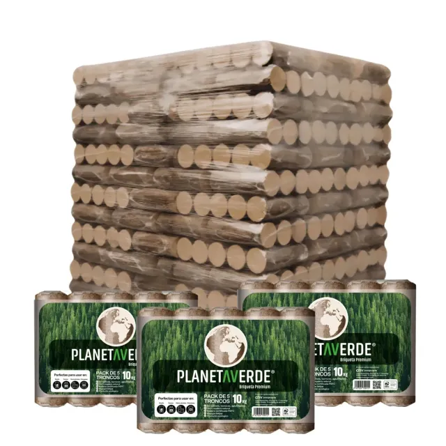 Briquetas de madera Planeta Verde – Palet de 104 paquetes (1.040 kg)