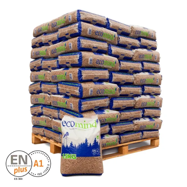 Pellets Eco Mind ENplus A1 para estufa – Palet de 70 sacos de 15 kg