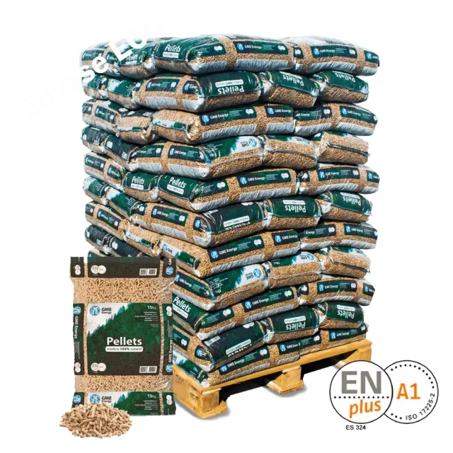 Pellets GME WoodPellet ENplus A1 – Palet de 77 sacos de 15 kg (1.155 kg)