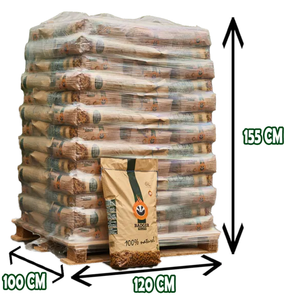 Pellets Badger ENplus A1 – Palet de 65 sacos de 15 kg (975 kg)