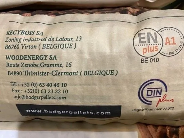 Pellets Badger ENplus A1 – Palet de 65 sacos de 15 kg (975 kg) – foto 3