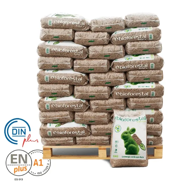 Pellets Bioforestal ENplus A1 PEFC – Palet de 70 sacos de 15 kg (1.050 kg)
