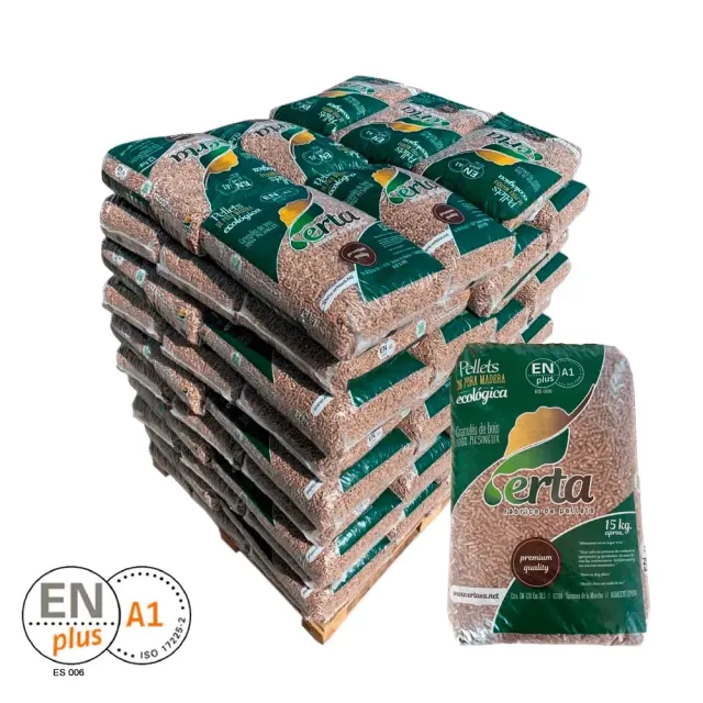 Pellets de pino ERTA ENplus A1 – Palet de 70 sacos de 15 kg (1.050 kg)