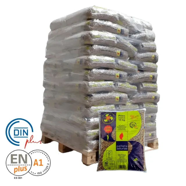 Pellets Asturias ENplus A1 – Palet de 72 sacos de 15 kg (1.080 kg)