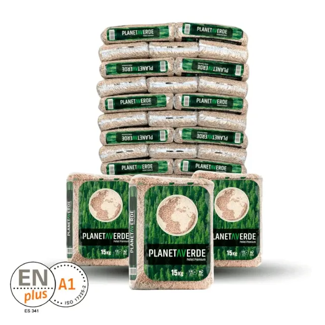 Pellets Planeta Verde ENplus A1 – Palet de 77 sacos de 15 kg (1.155 kg)